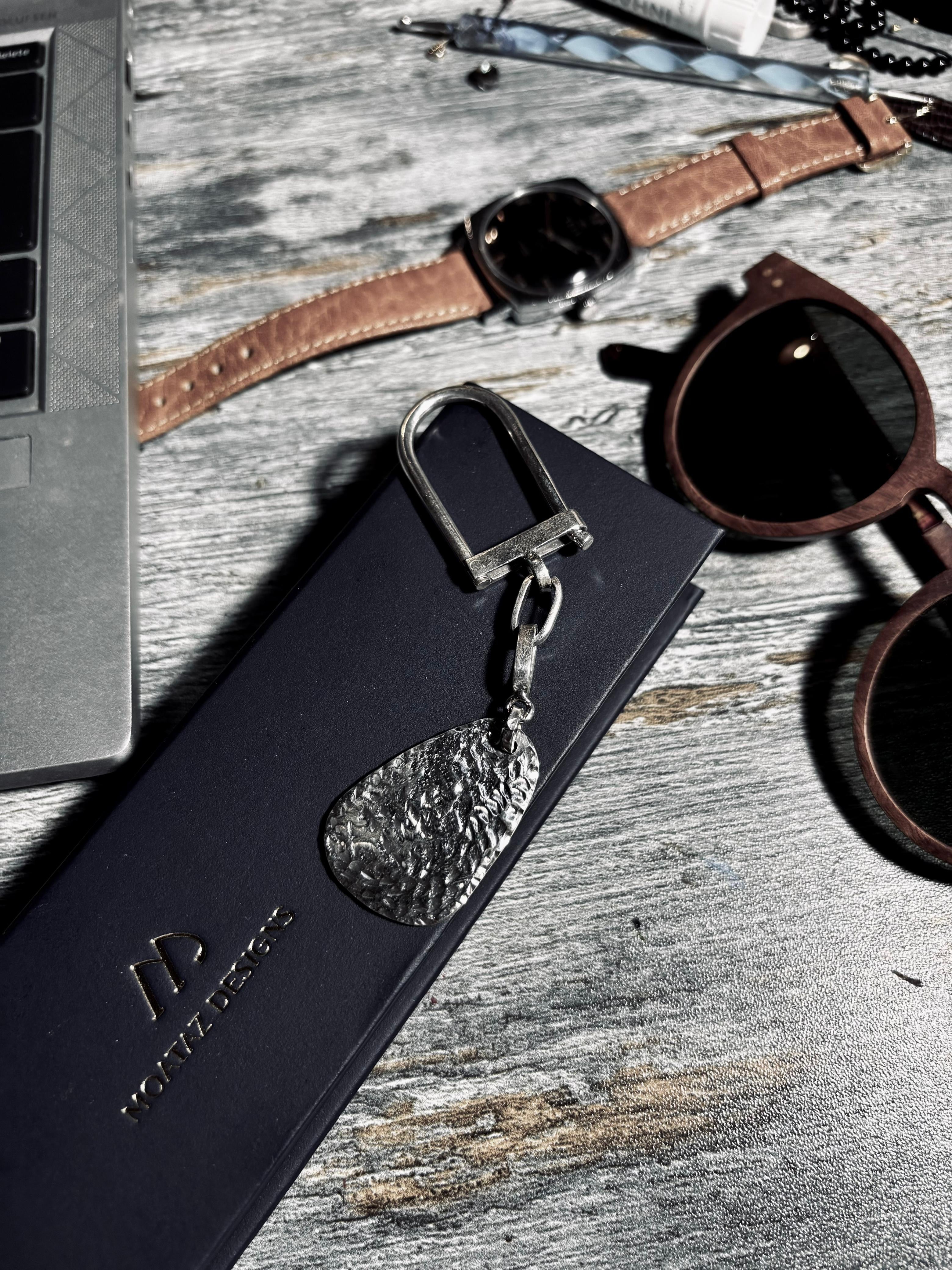 The Hammered Pebble Keychain