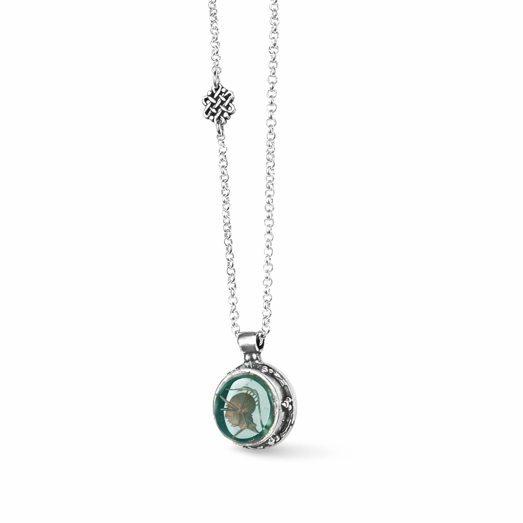 Gilded Cameo Necklace | Green Agate