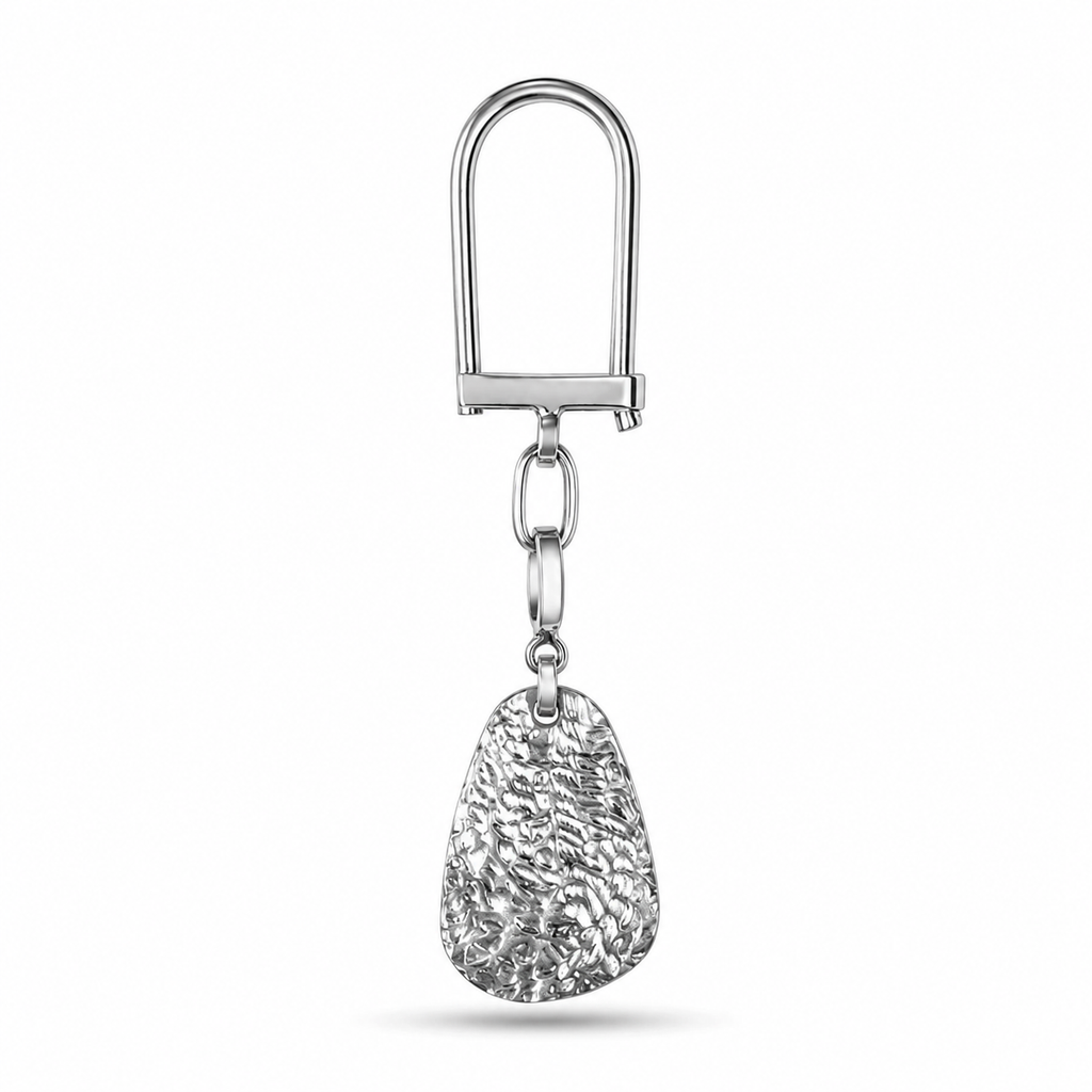 Hammered Pebble Keychain