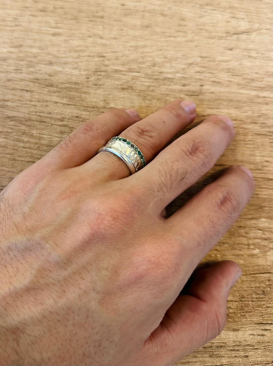 Triple Stack Emerald Band