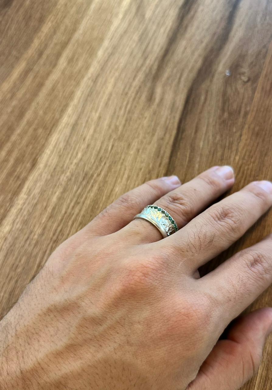 Triple Stack Emerald Band