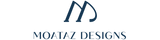 Logo of Moataz Designs with a stylized letter 'M' on a white background