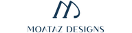Logo of Moataz Designs with a stylized letter 'M' on a white background